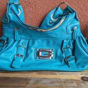 Teal Leather Shoulder Bag